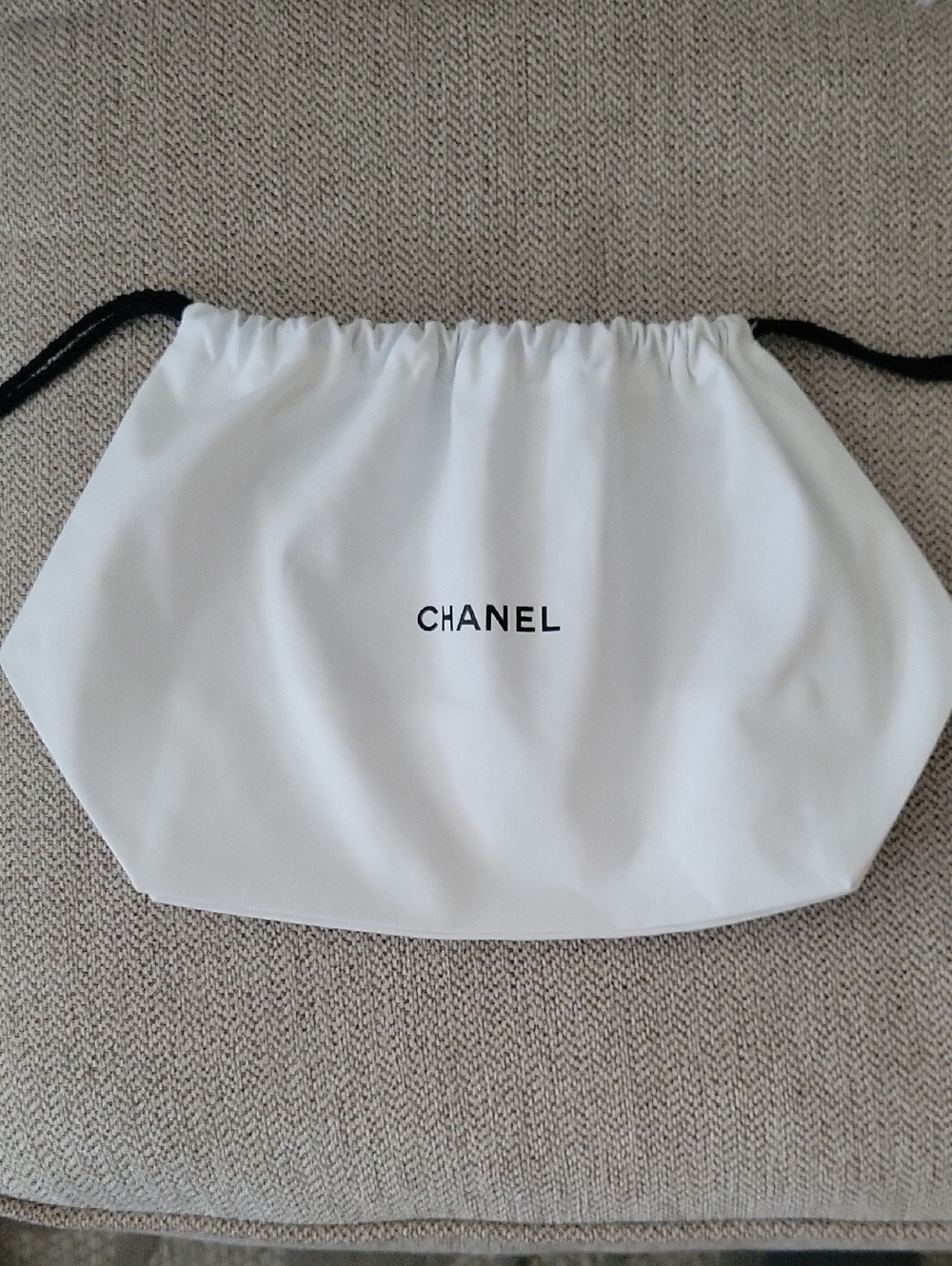 CHANEL White Drawstring Dust Bag  Cosmetic Pouch | 12” Wide 🤍 - Picture 3 of 3